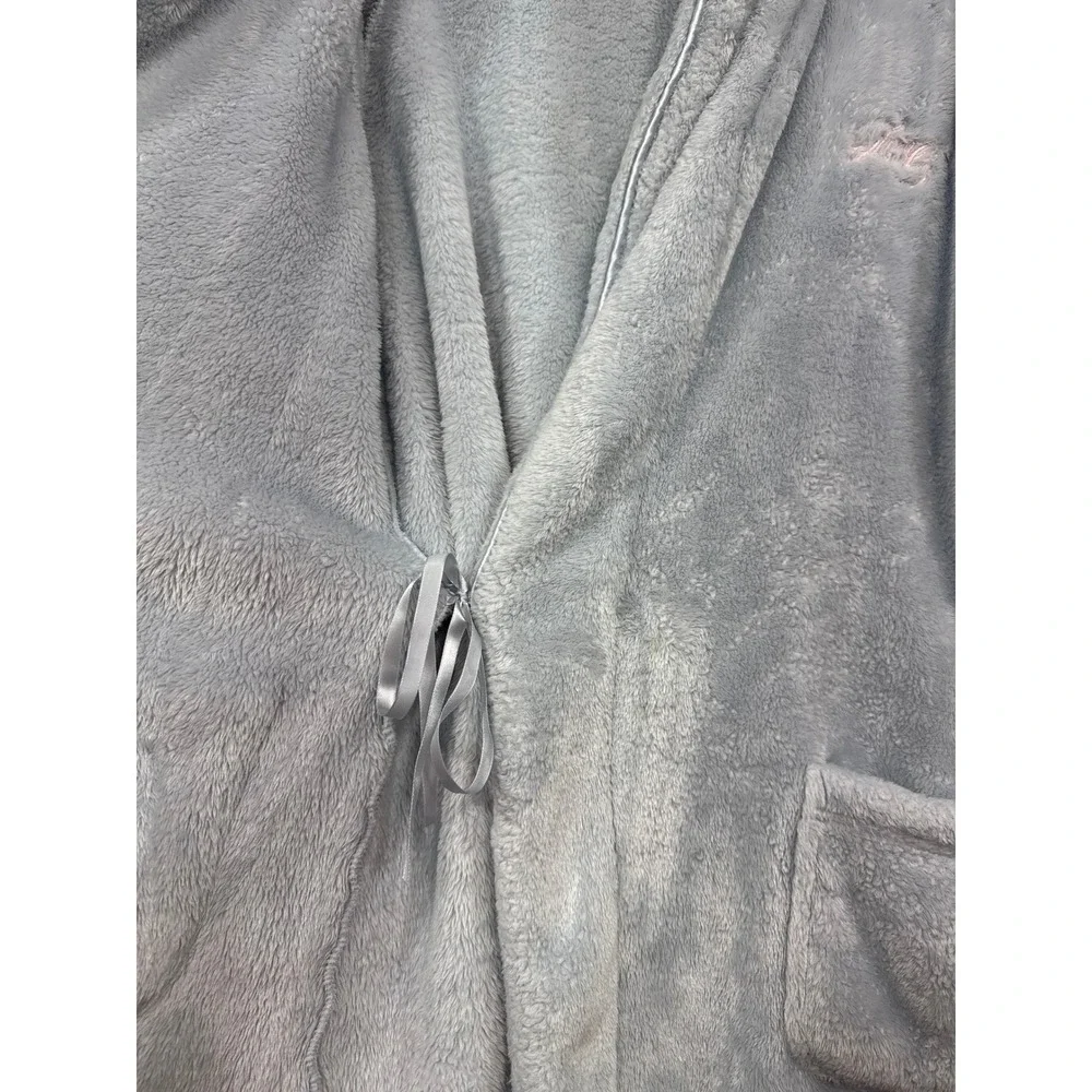 Victorias Secret Light Blue Plush Fleece‎ Short Robe Love Embroidered ML